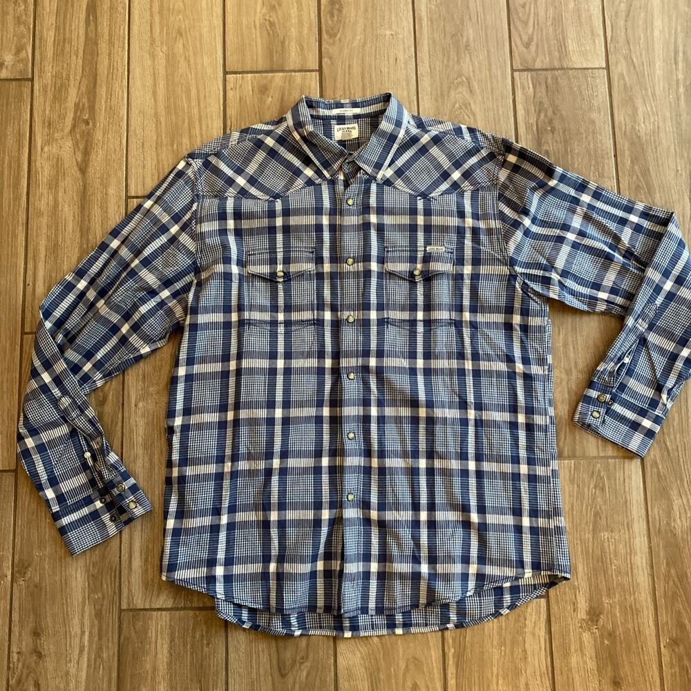 Lucky Brand Western Pearl Snap Long Sleeve Shirt Men’s XL Rockabilly Rodeo